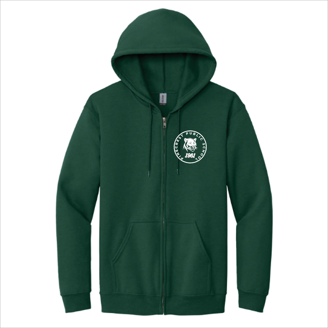 Adult Forest Green Zip Hoodie - Pinecrest Public School